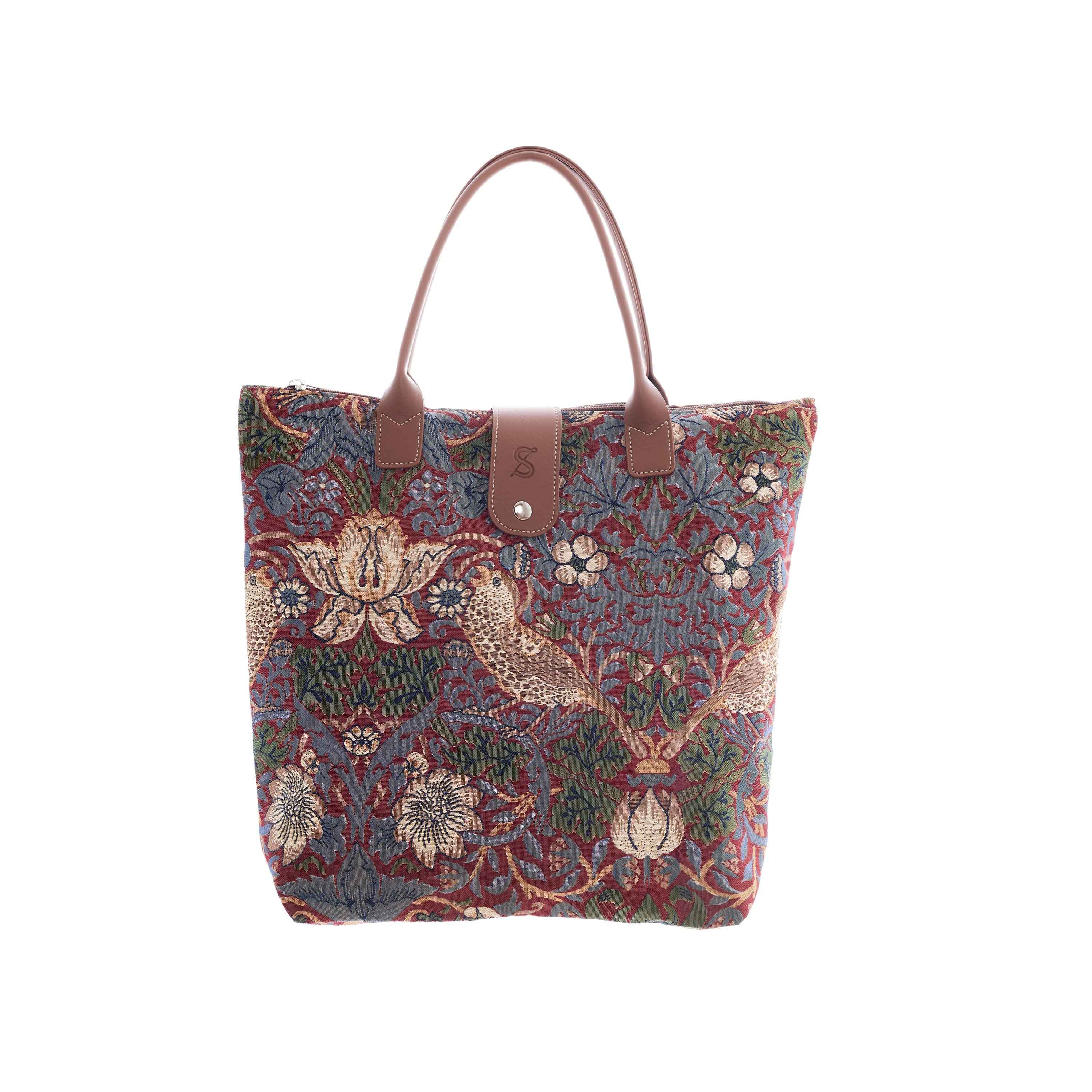 William Morris Strawberry Thief Red - Folding Bag
